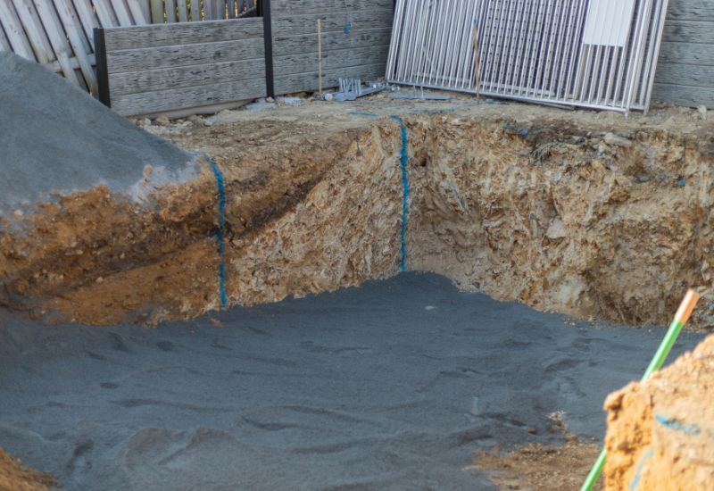 Pool levelling material in pool hole