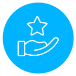 hand holding star in blue circle